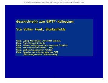 Geschichte(n) zum EMTF-Kolloquium Von Volker Haak, Blankenfelde