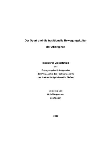 Wrogemann_Aborigines und Sport - Justus-Liebig-Universität Gießen