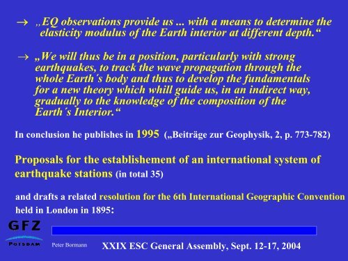 XXIX ESC General Assembly, Sept. 12-17, 2004 - GFZ