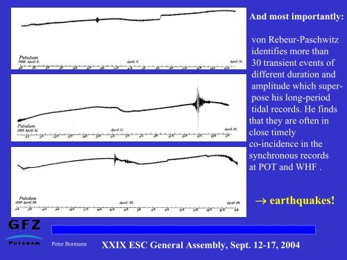 XXIX ESC General Assembly, Sept. 12-17, 2004 - GFZ