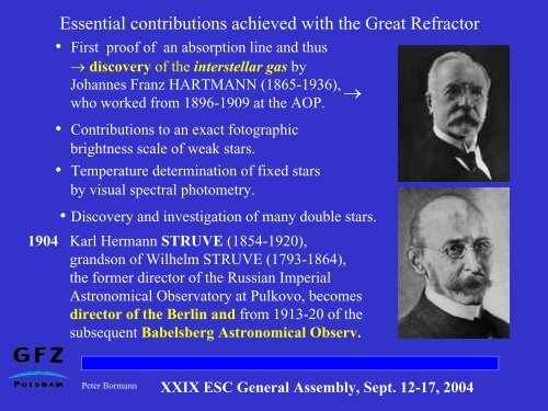 XXIX ESC General Assembly, Sept. 12-17, 2004 - GFZ