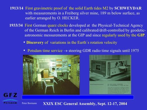XXIX ESC General Assembly, Sept. 12-17, 2004 - GFZ