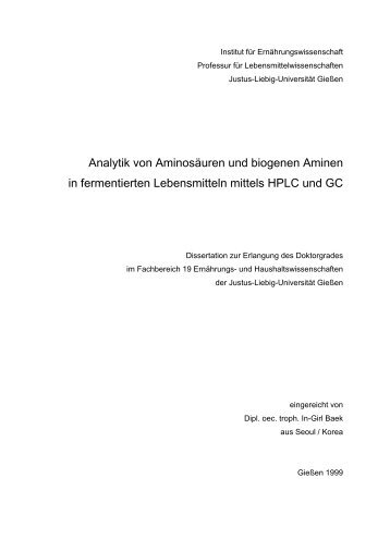 Analytik von Aminosäuren und biogenen Aminen in fermentierten ...