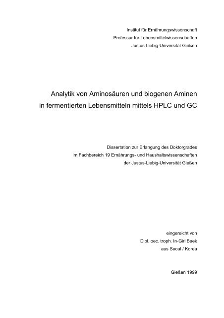 Analytik von Aminosäuren und biogenen Aminen in fermentierten ...