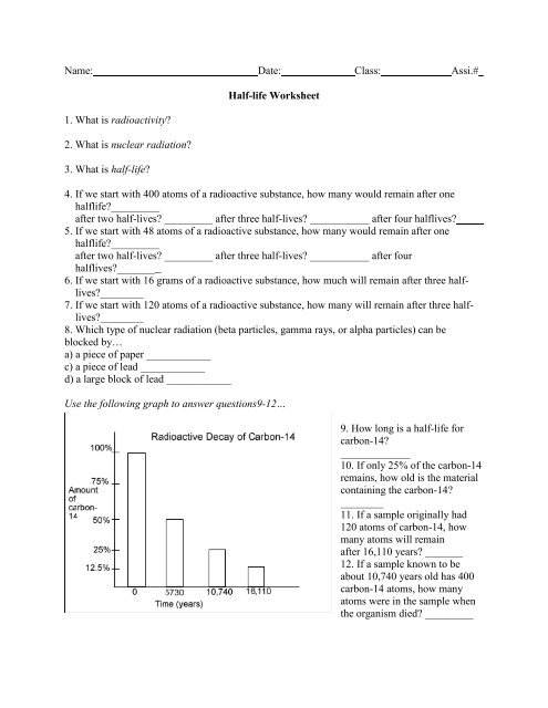 half life practice problems - Bibb County Schools