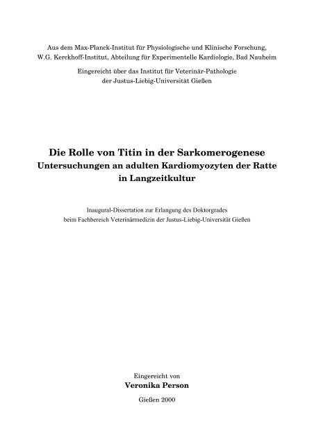Die Rolle von Titin in der Sarkomerogenese - Justus-Liebig ...