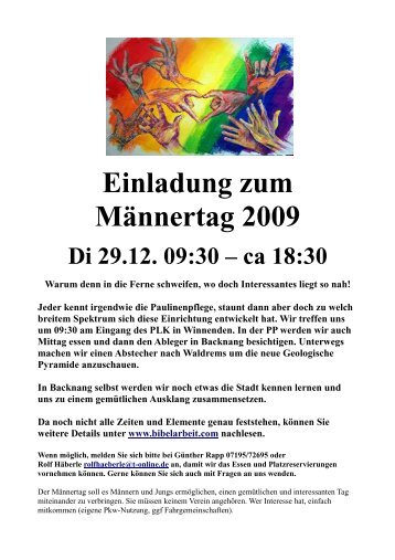 Einladung zum Männertag 2009 - bibelarbeit - T-Online