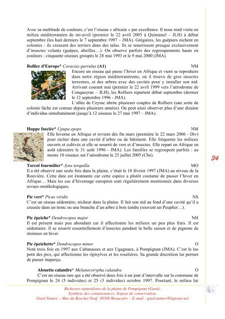 Richesses naturalistes de la plaine de Pompignan ... - Gard Nature