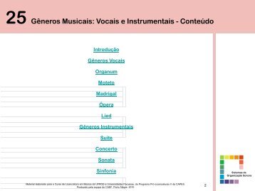 Gêneros Musicais: Vocais e Instrumentais - Prolicenmus - Ufrgs