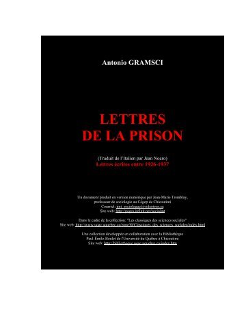 Lettres de la prison - Les Classiques des sciences sociales - UQAC