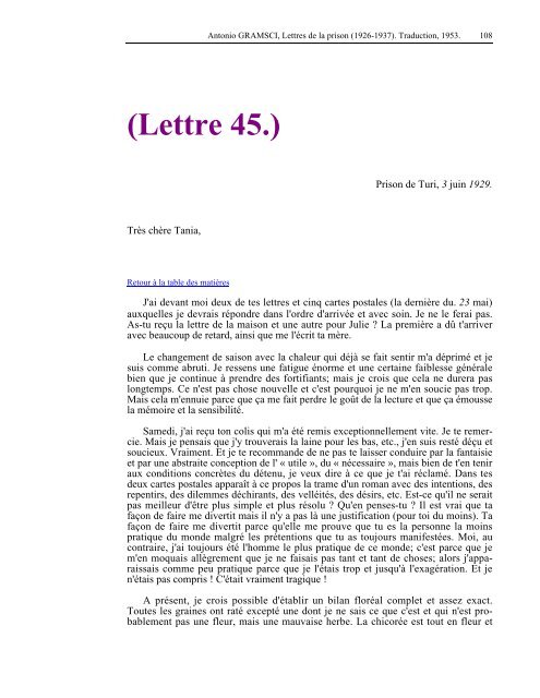 Lettres de la prison - Les Classiques des sciences sociales - UQAC