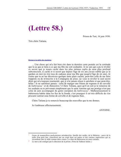 Lettres de la prison - Les Classiques des sciences sociales - UQAC