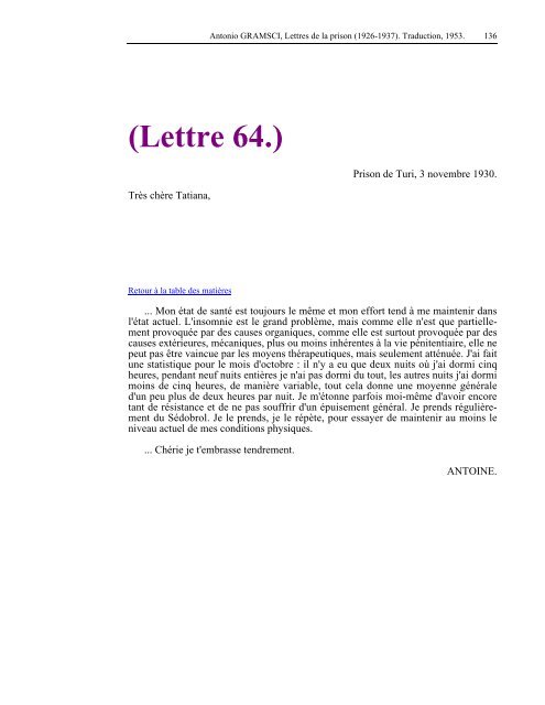 Lettres de la prison - Les Classiques des sciences sociales - UQAC