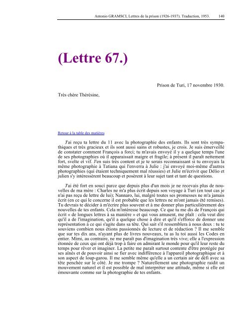 Lettres de la prison - Les Classiques des sciences sociales - UQAC