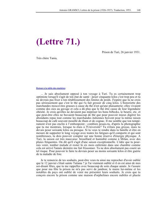 Lettres de la prison - Les Classiques des sciences sociales - UQAC