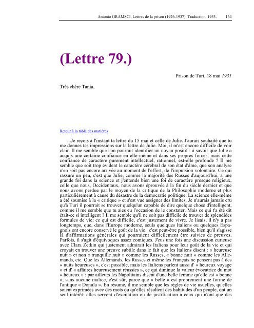 Lettres de la prison - Les Classiques des sciences sociales - UQAC