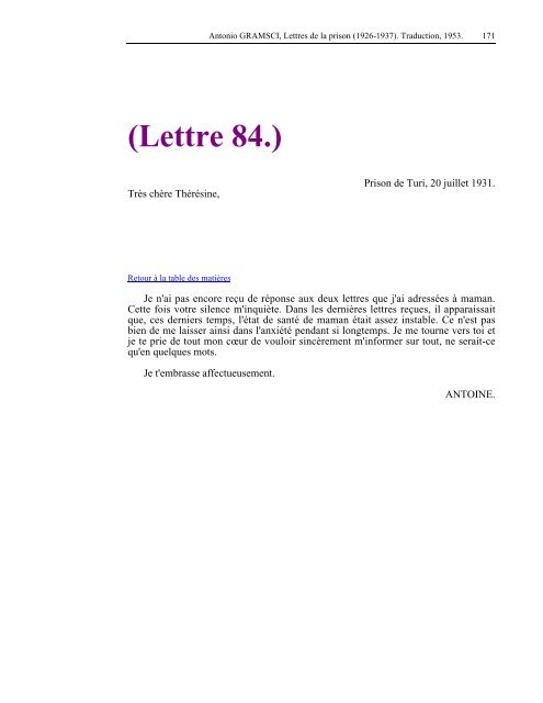 Lettres de la prison - Les Classiques des sciences sociales - UQAC