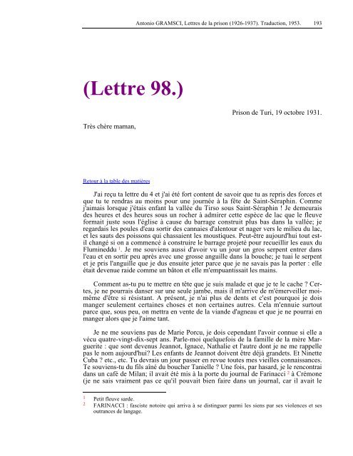 Lettres de la prison - Les Classiques des sciences sociales - UQAC