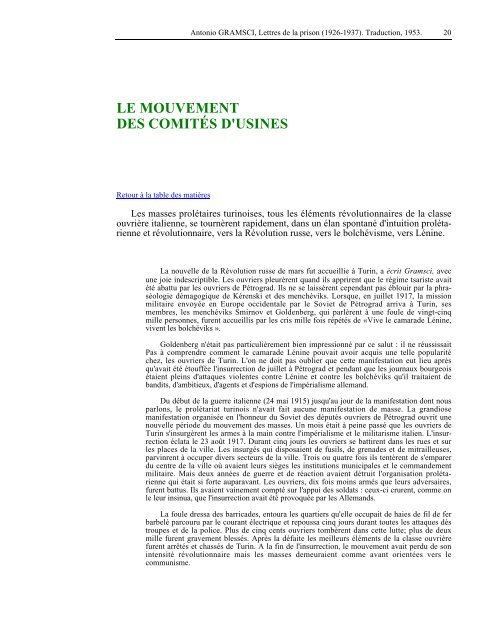 Lettres de la prison - Les Classiques des sciences sociales - UQAC