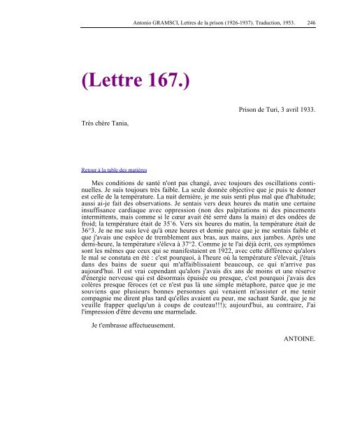 Lettres de la prison - Les Classiques des sciences sociales - UQAC