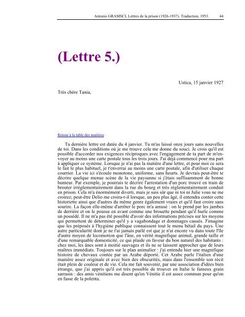 Lettres de la prison - Les Classiques des sciences sociales - UQAC