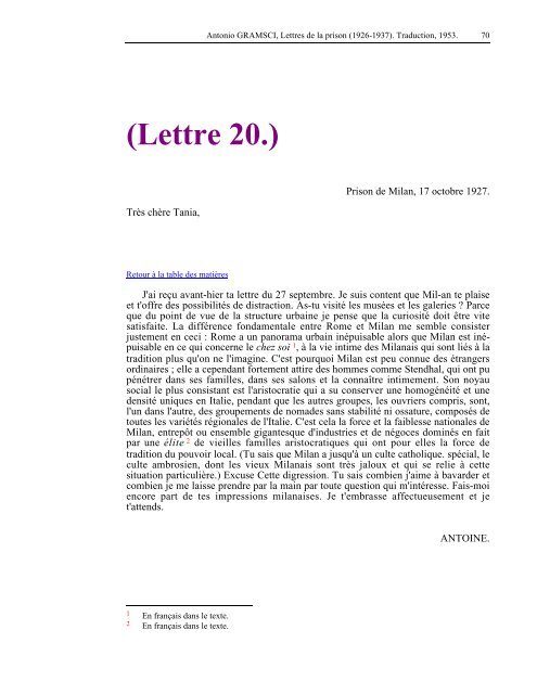 Lettres de la prison - Les Classiques des sciences sociales - UQAC