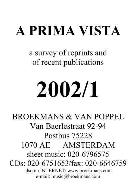 A PRIMA VISTA - Broekmans &amp; Van Poppel