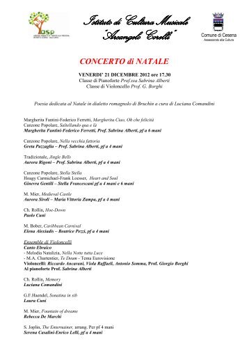 Istituto di Cultura Musicale “Arcangelo Corelli” - ASP Cesena Valle ...