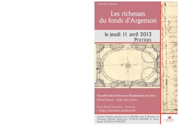 Les richesses du fonds d'Argenson - Université de Poitiers