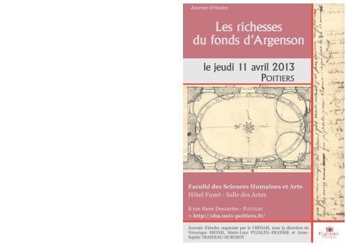 Les richesses du fonds d'Argenson - Université de Poitiers