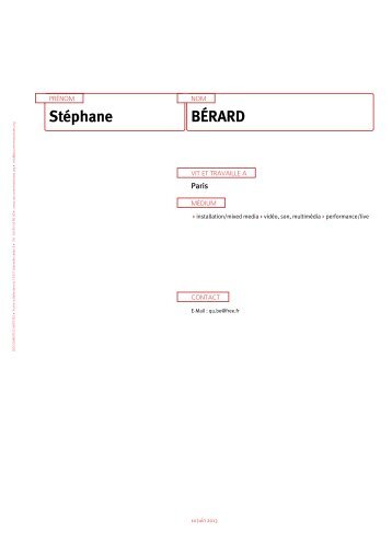 Stéphane BÉRARD - Documents d'artistes