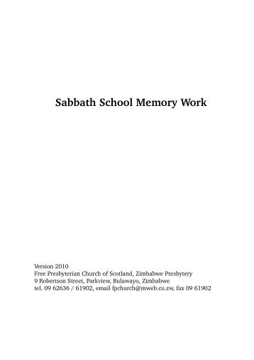 Sabbath School Memory Work - Bible Consultants