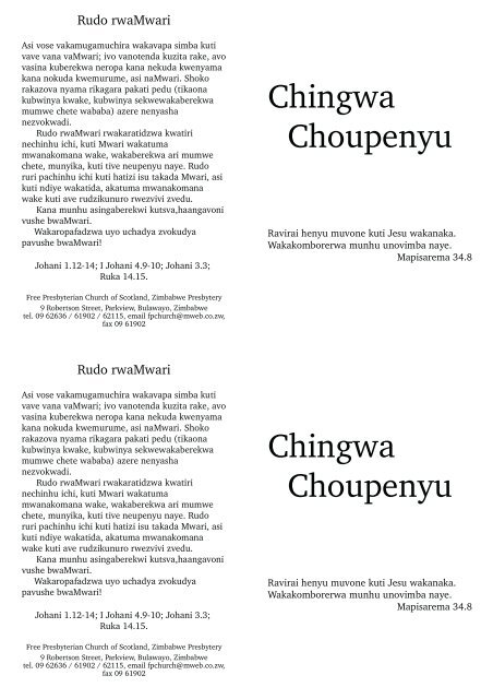 Chingwa Choupenyu Chingwa Choupenyu - Bible Consultants