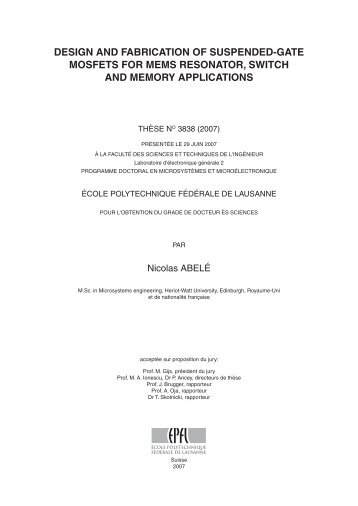 design and fabrication of suspended-gate mosfets for mems ... - EPFL