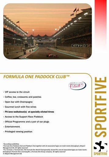 FORMULA ONE PADDOCK CLUB - SPORTFIVE