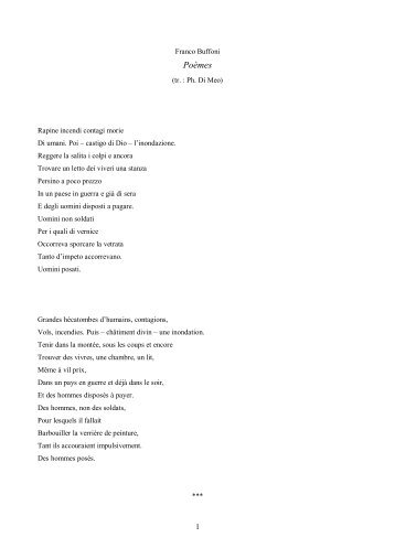 Poèmes - Franco Buffoni