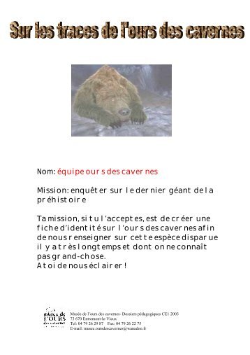 dossier CE1.pub (Lecture€seule) - Musée de l'Ours des Cavernes ...
