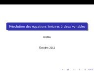 Equation linéaire `a deux inconnues