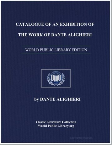 catalogue of an exhibition of the work of dante alighieri