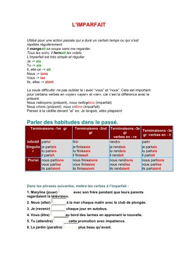 l'imparfait - CEIL de l'université d'Alger 2