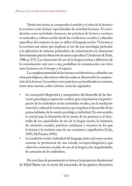 ¿Para qué se lee y se escribe en la universidad colombiana?