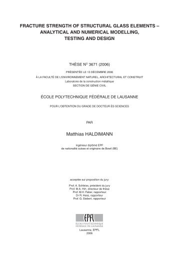 Fracture Strength of Structural Glass Elements - Analytical ... - EPFL