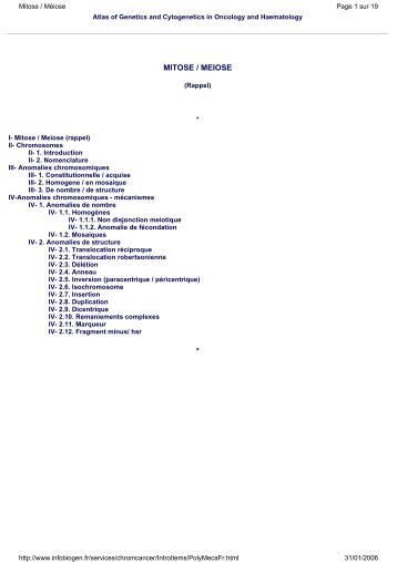 mitose / meiose - Atlas of Genetics and Cytogenetics in Oncology ...