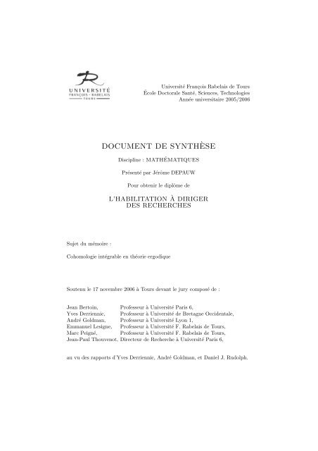 DOCUMENT DE SYNTH`ESE - lmpt - Université François Rabelais