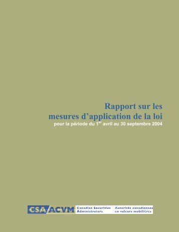 Rapport sur les mesures d'application de la loi - Autorités ...