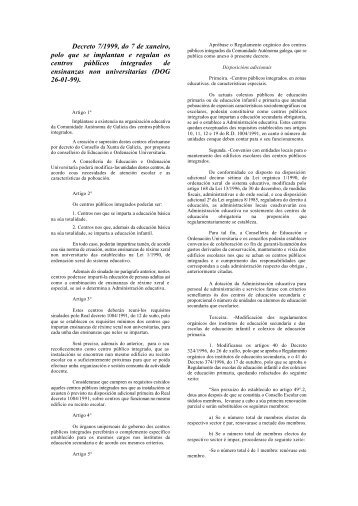 Decreto 7/1999, do 7 de xaneiro, polo que se implantan e regulan ...