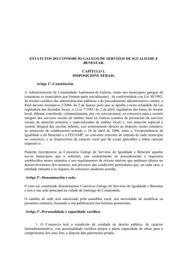 Estatutos do Consorcio Galego de Igualdade e Benestar