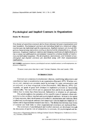 Psychological and implied contracts in organizations d.m. rousseau  1989