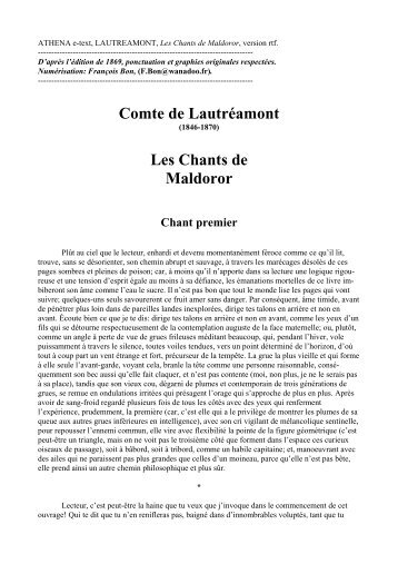 Comte de Lautréamont Les Chants de Maldoror