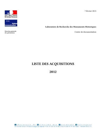 LRMH - Liste des acquisition 2012